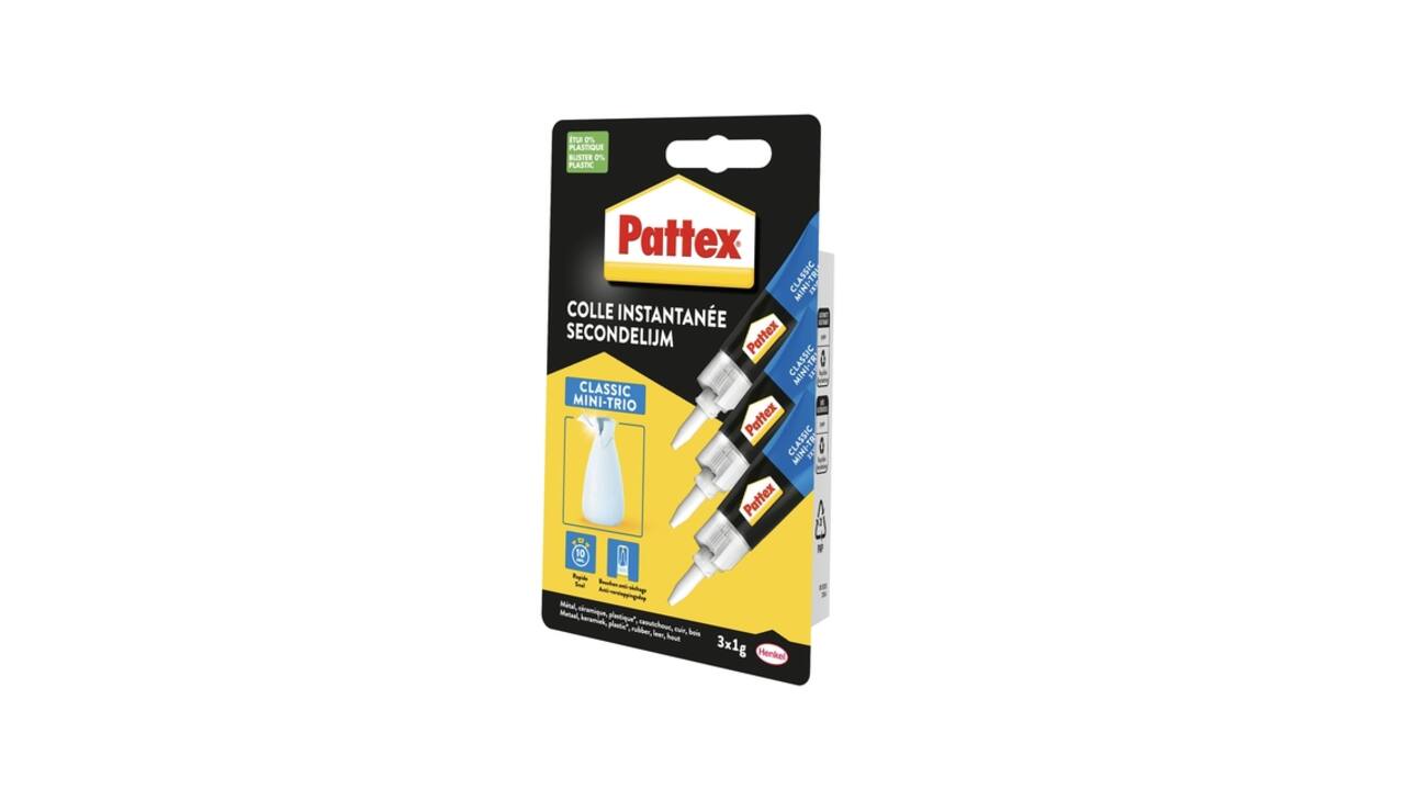Secondelijm Pattex Classic mini trio tube 3x1gram op blister