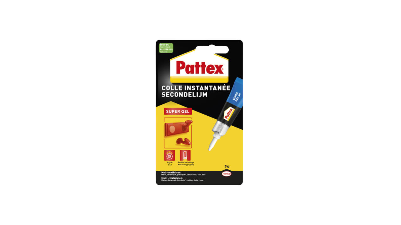 Secondelijm Pattex super gel tube 3gram op blister