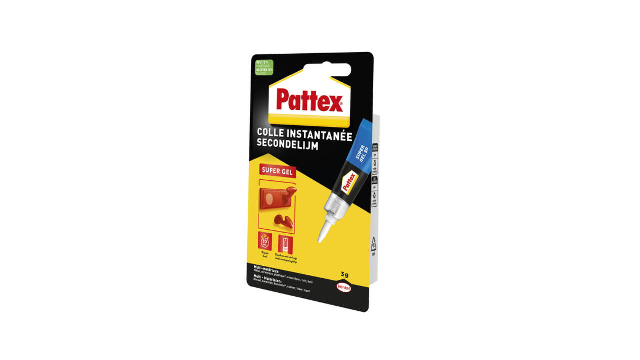 Secondelijm Pattex super gel tube 3gram op blister