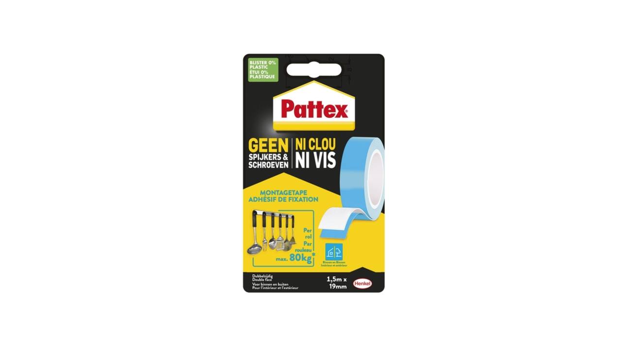 Plakband Pattex Super montage 20kg dubbbelzijdig voor binnen
