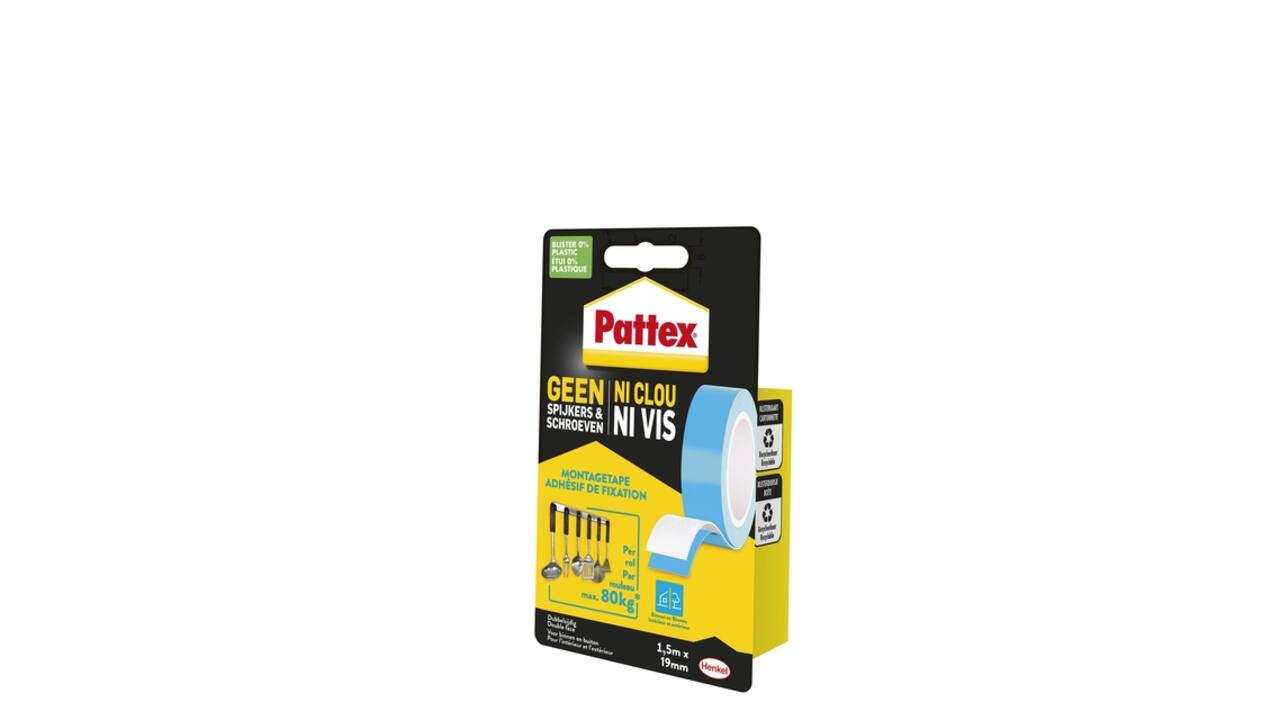 Plakband Pattex Super montage 20kg dubbbelzijdig voor binnen