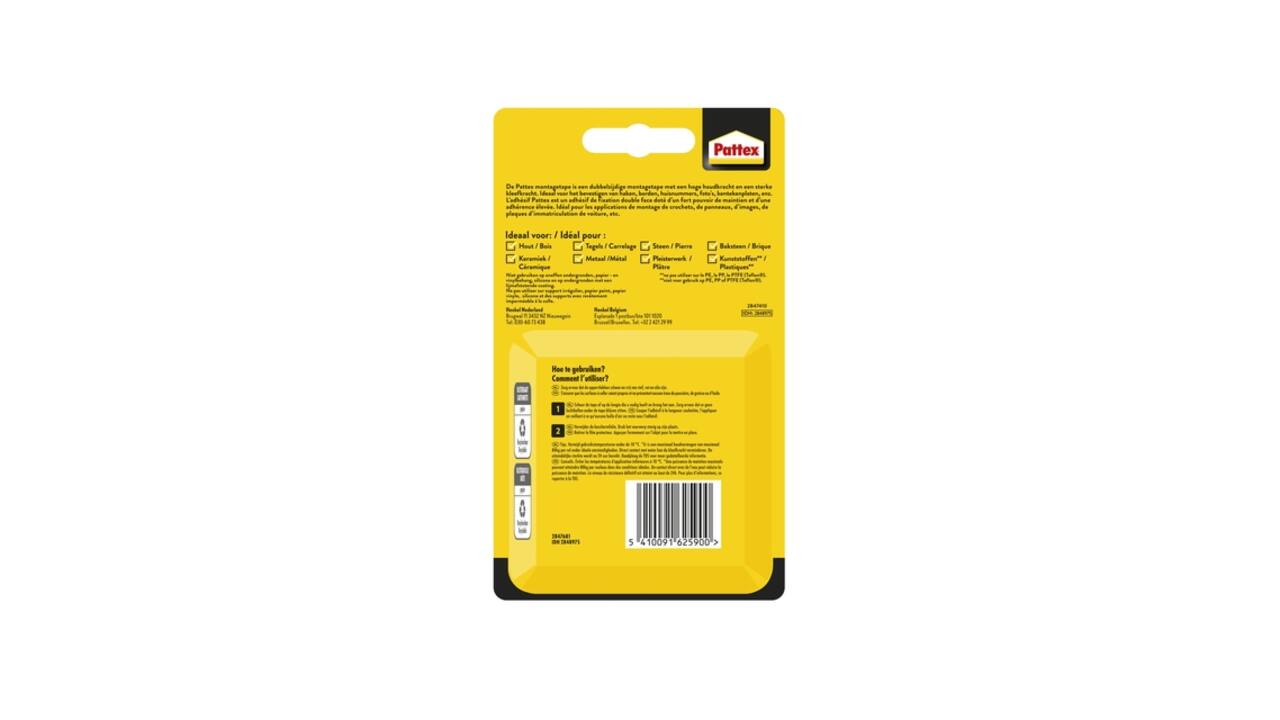Plakband Pattex Super montage 20kg dubbbelzijdig voor binnen