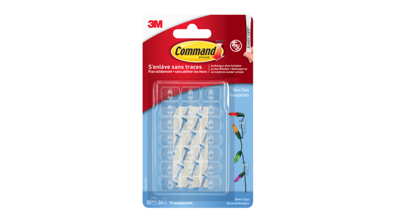 Sierklemmen Command 17026CLR inclusief bevestigingsstrip transparant