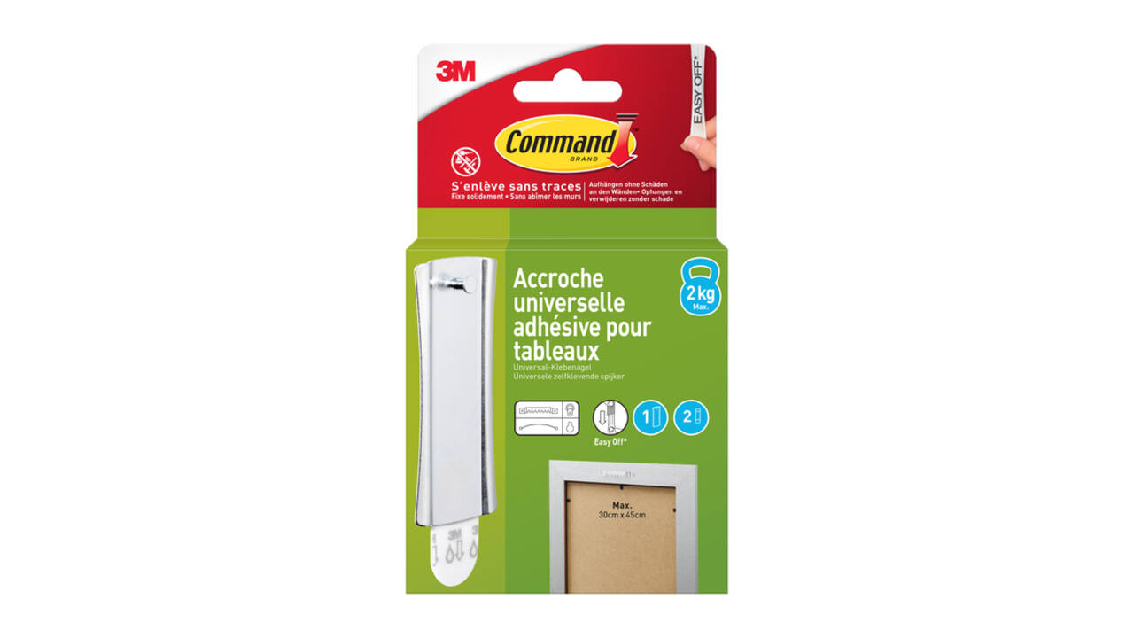 Haak Command metaal tbv oa schilderijlijsten incl bevestigingsstrip