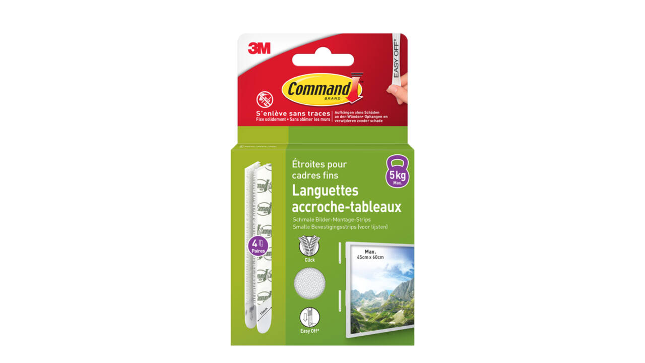 Bevestigingsstrip Command klik vast smal 5,4kg wit