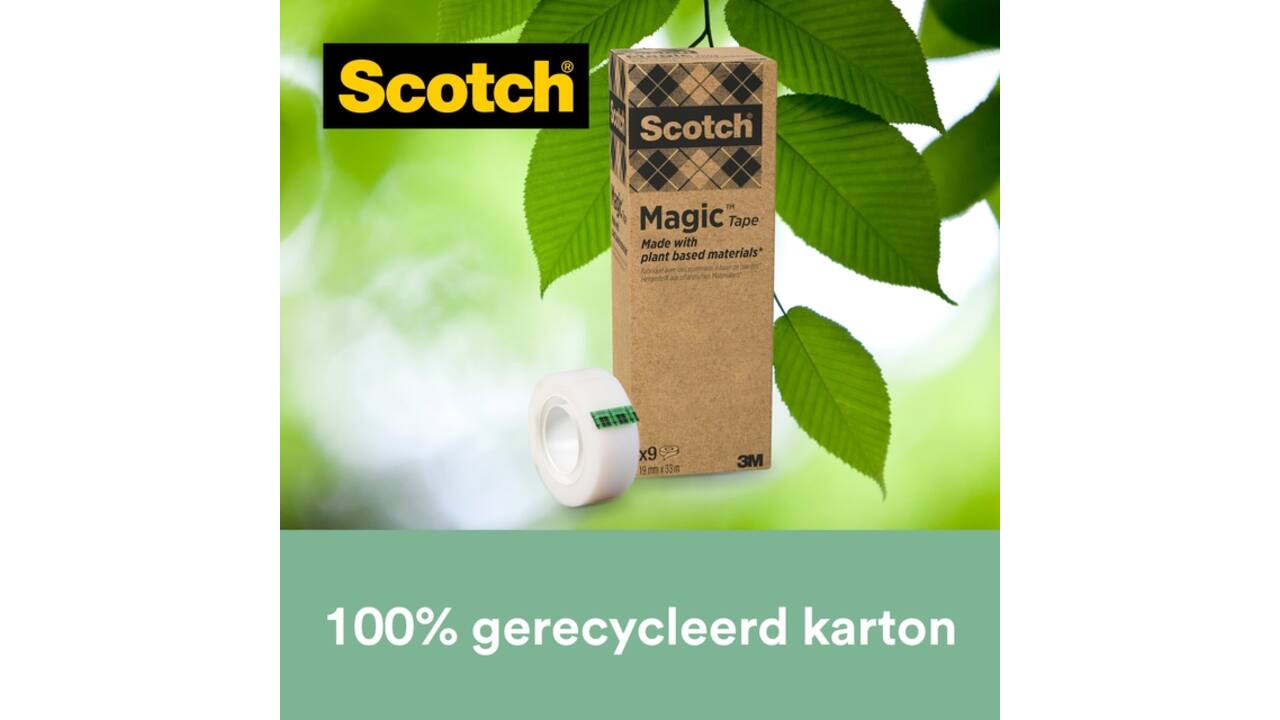 Plakband Scotch Magic 900 19mmx33m onzichtbaar mat 9 rollen