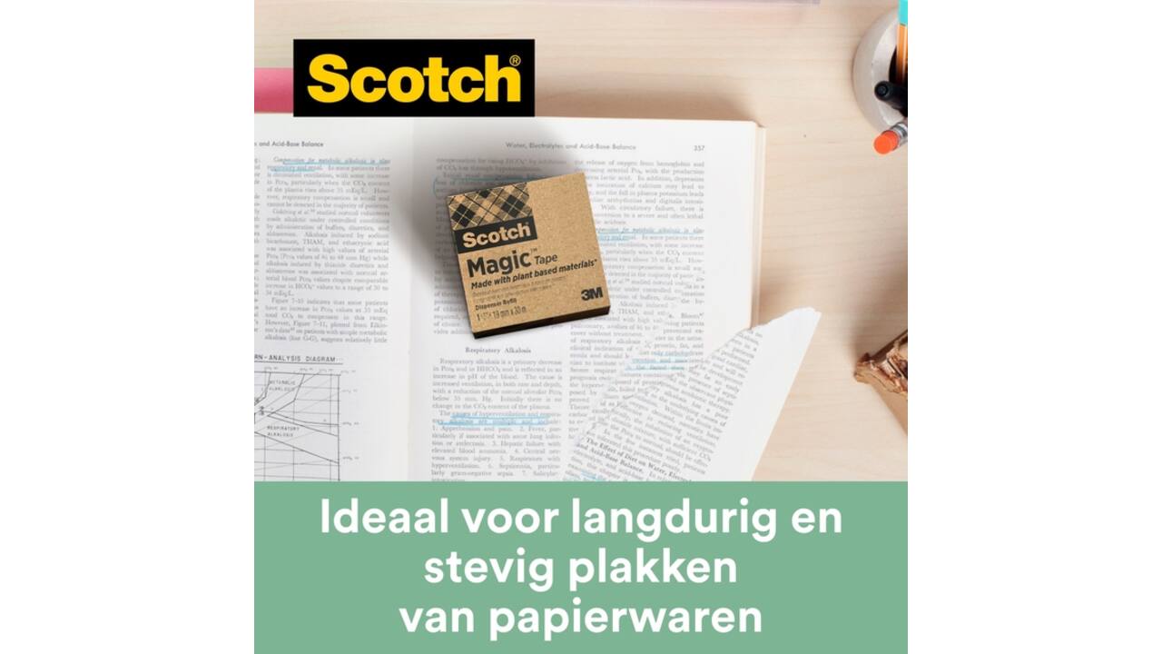 Plakband Scotch Magic 900 19mmx33m onzichtbaar mat 9 rollen