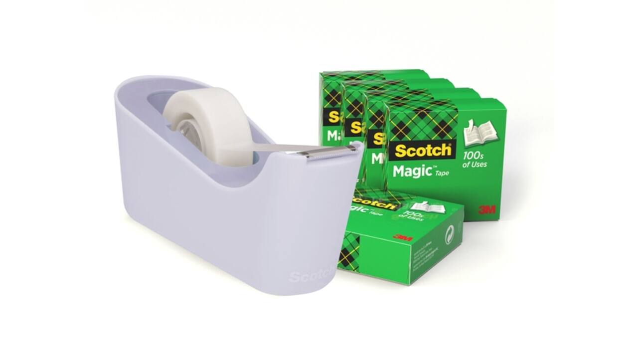 Plakbandhouder Scotch C18 lavendel + 6 rollen magic tape 19mmx33m