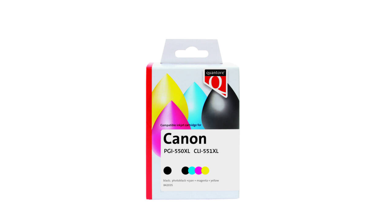 Inktcartridge Quantore alternatief tbv Canon PGI-550XL CLI-551XL zwart + 4 kleuren