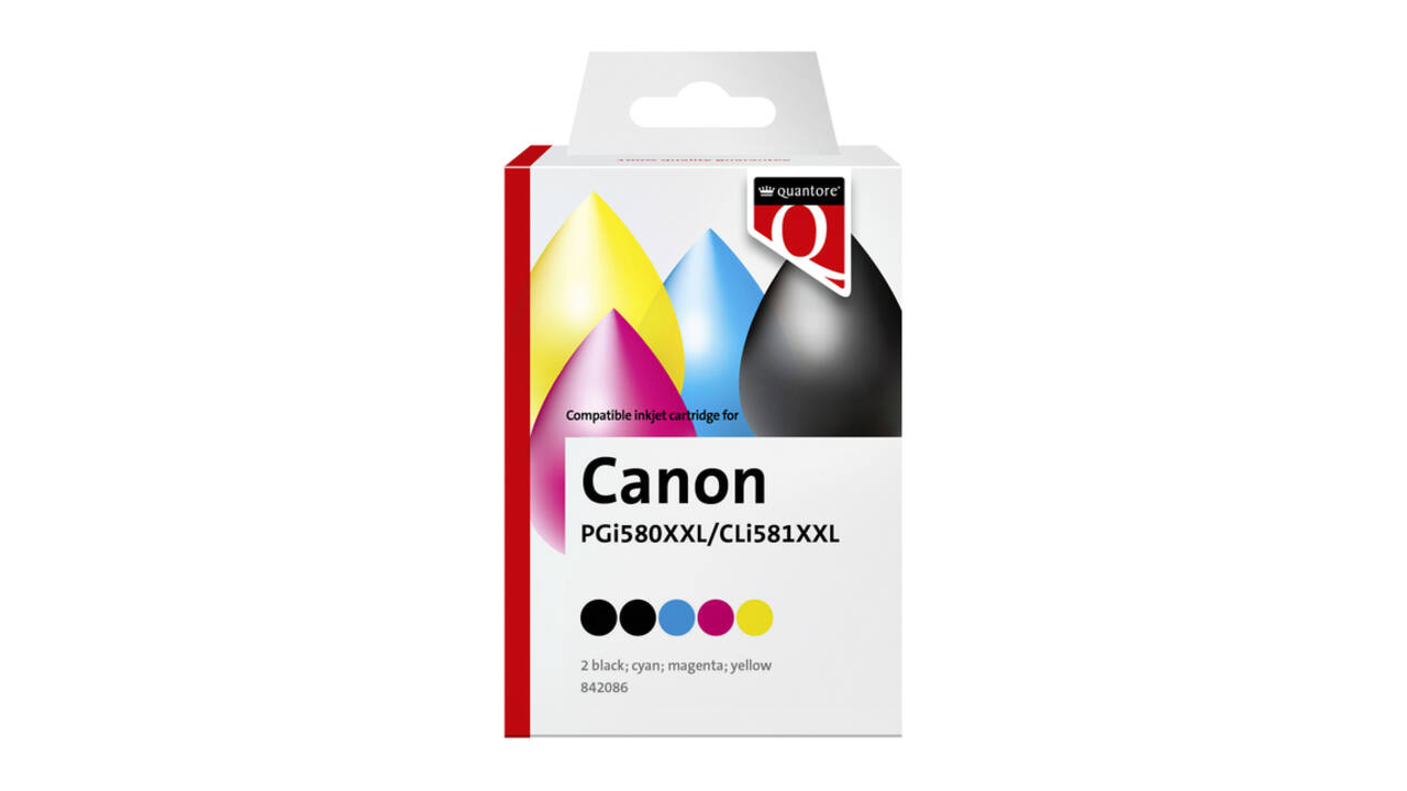Inktcartridge Quantore alternatief tbv Canon PGI-580XXL CLI-581XXL 2x zwart + 3 kleuren