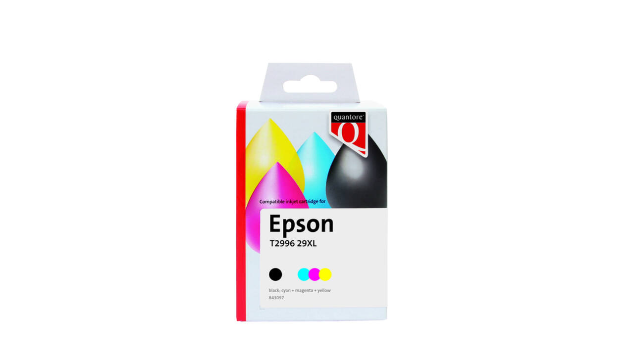 Inktcartridge Quantore alternatief tbv Epson 29XL T2996 zwart + 3 kleuren remanufactured