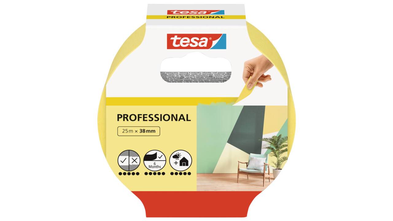 Afplaktape tesa®  Professional 25mx38mm geel