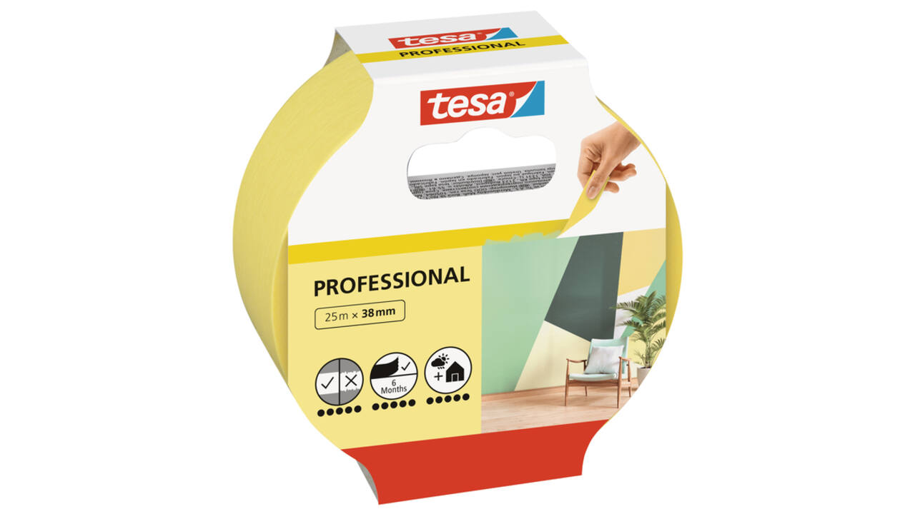 Afplaktape tesa®  Professional 25mx38mm geel