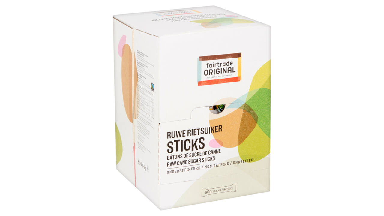 Rietsuikersticks Fairtrade Original 600 stuks