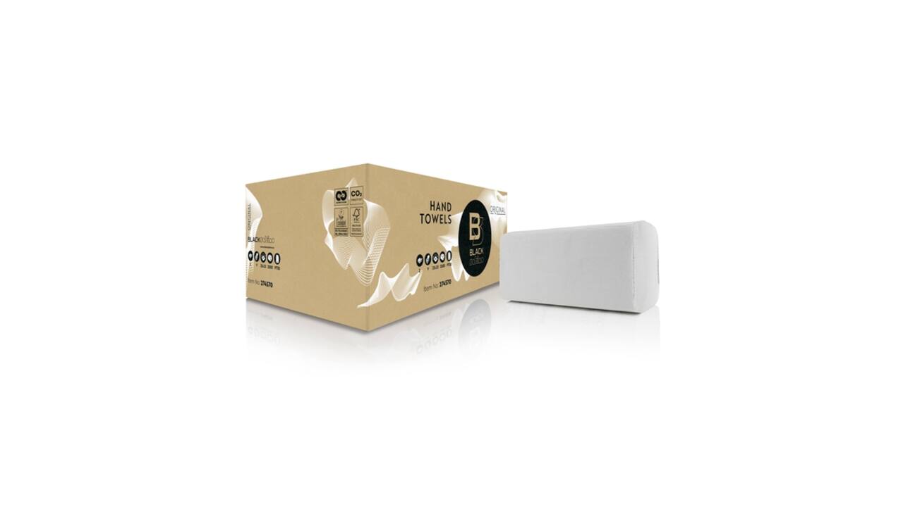 Handdoek BlackSatino PT30 Original v-vouw 2-laags 250x230mm 15x214 vel wit 274570