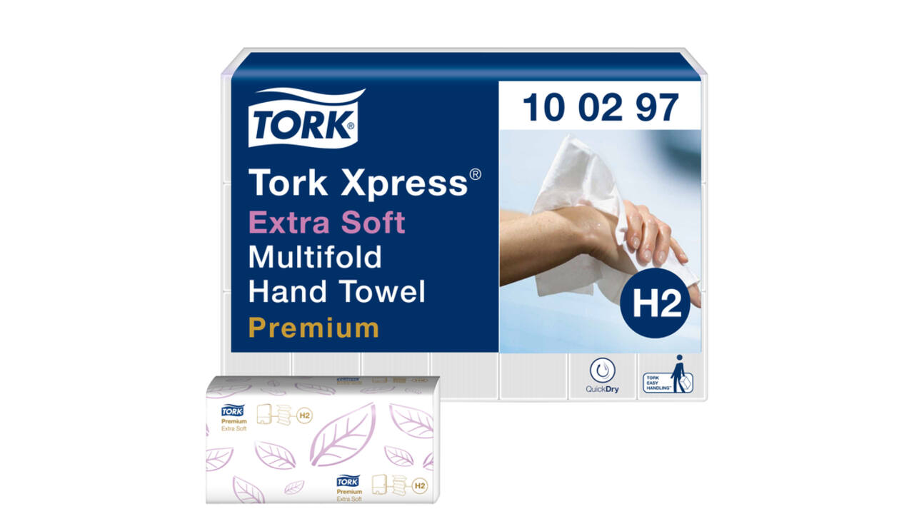 Handdoek Tork H2 Xpress Premium multifold 2-laags 212x340mm 21x100 vel wit 100297
