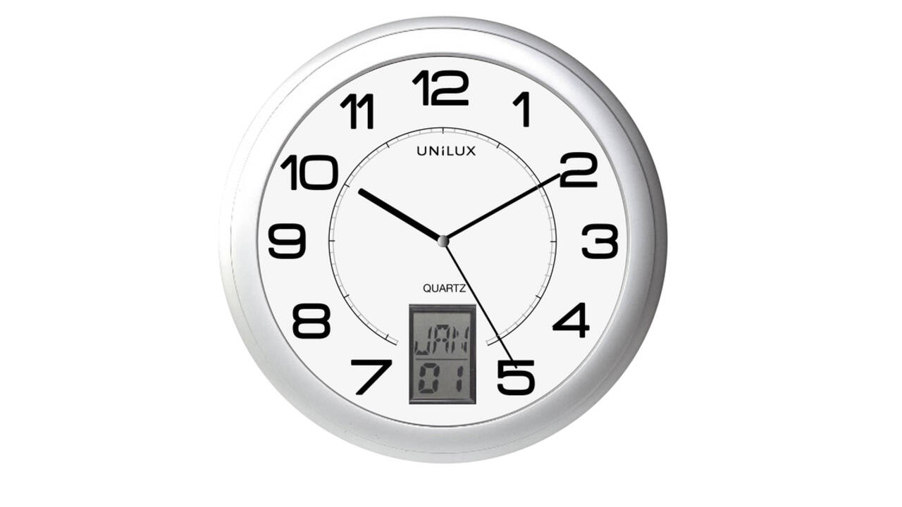 Wandklok Unilux Instinct Ø 30.5cm zilvergrijs/wit