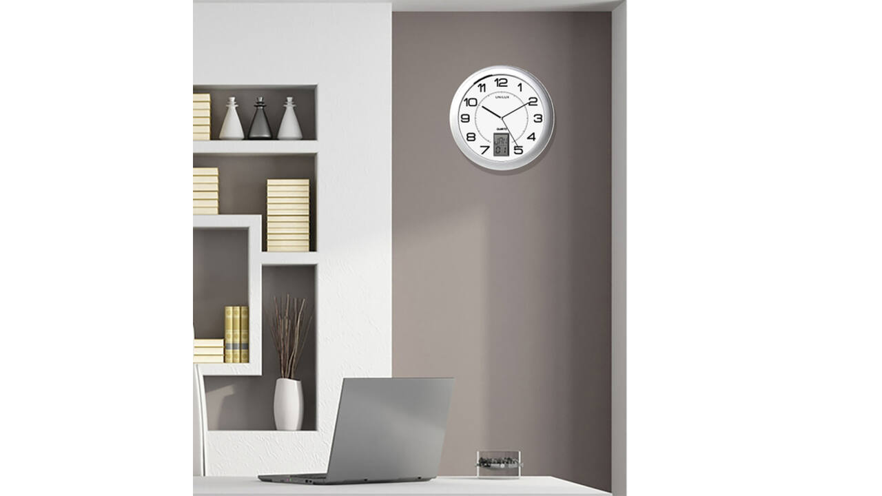 Wandklok Unilux Instinct Ø 30.5cm zilvergrijs/wit