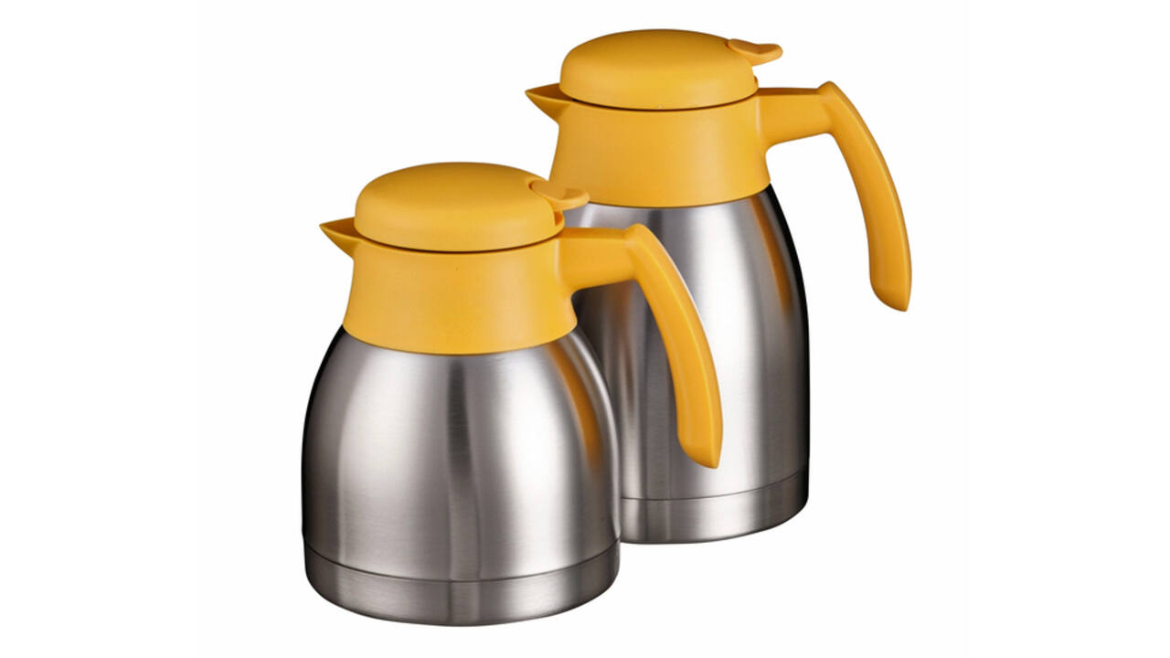 Thermoskan Bravilor dubbelwandig 1 liter RVS geel