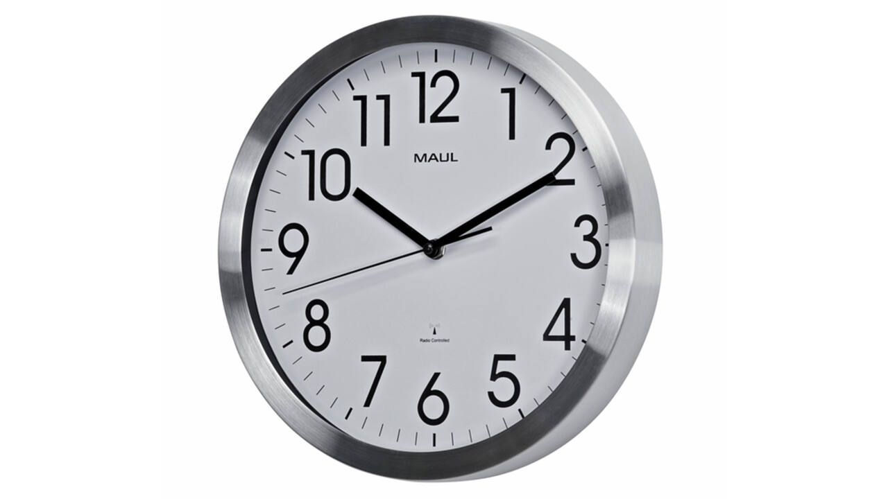 Wandklok MAUL Move RC Ø305x45mm aluminium frame wit incl. batterij