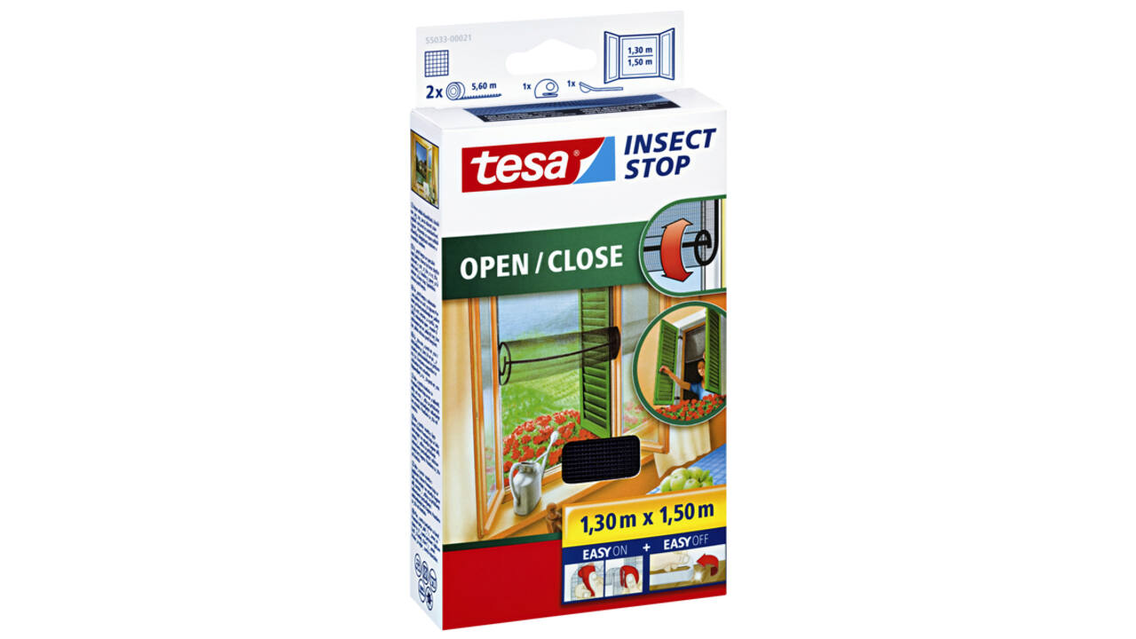Insectenhor tesa® Insect Stop OPEN/CLOSE raam 1,3x1,5m zwart