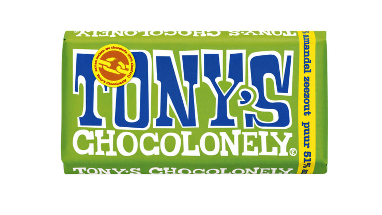 Chocolade Tony's Chocolonely puur amandel zeezout reep 180gr