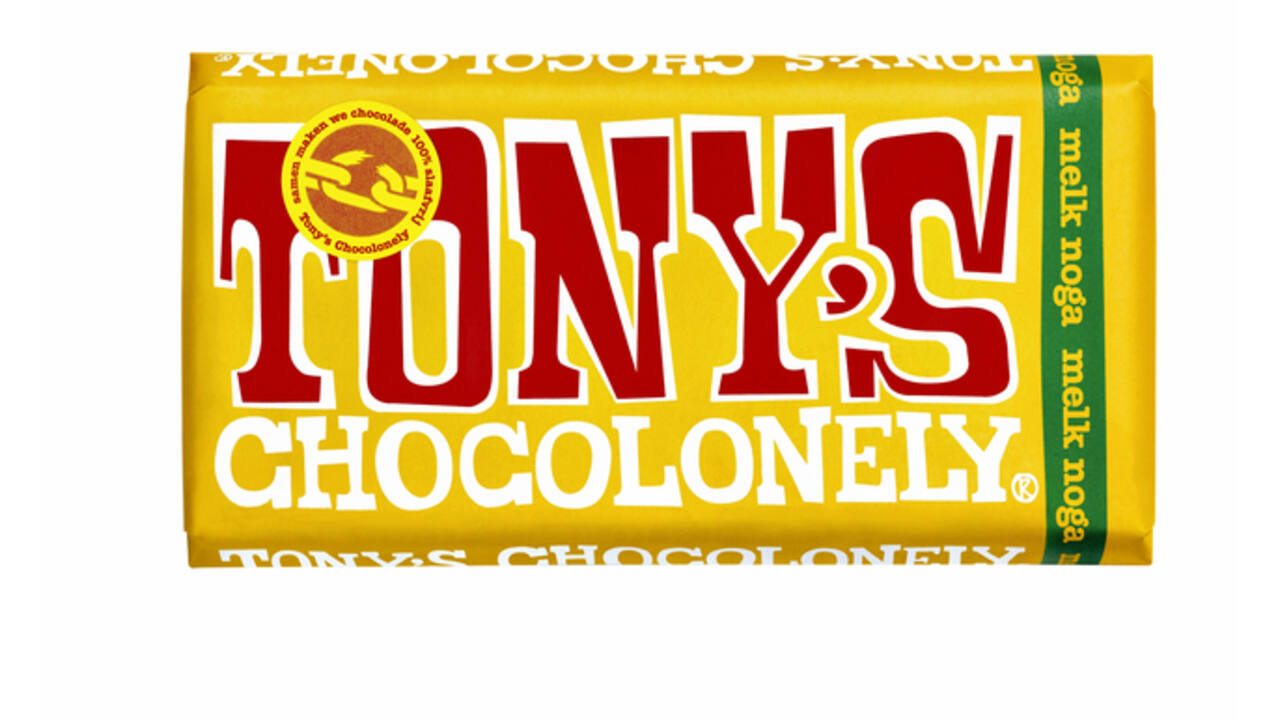 Chocolade Tony's Chocolonely melk noga reep 180gr