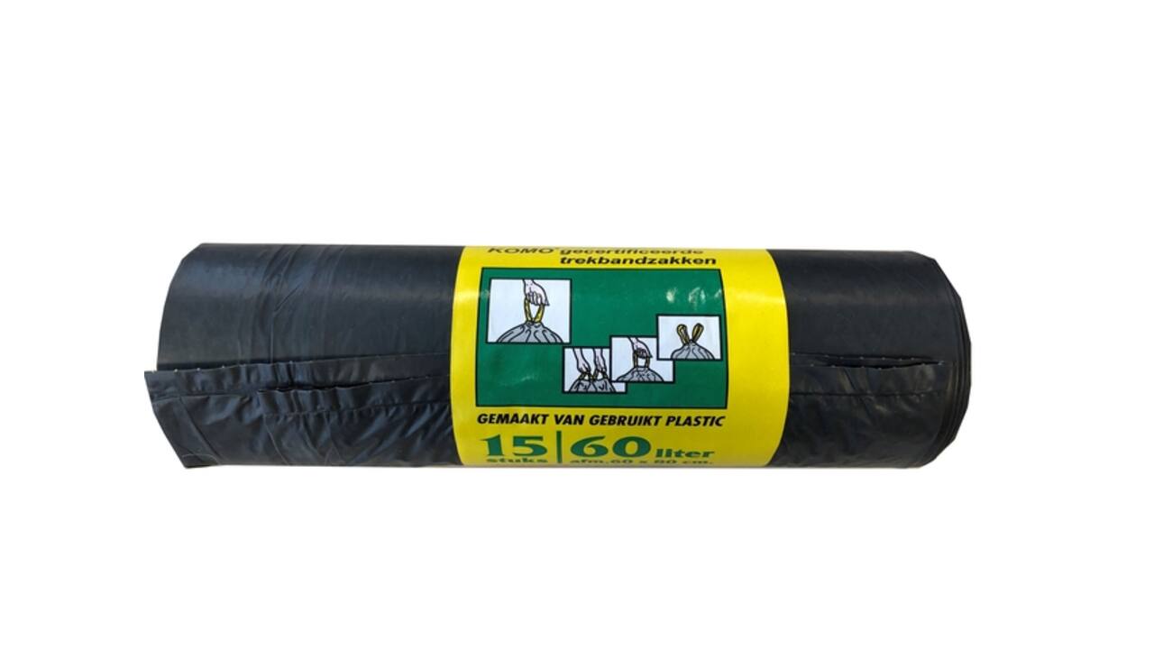 Vuilniszak Komo 60 liter zwart rol à 20 stuks