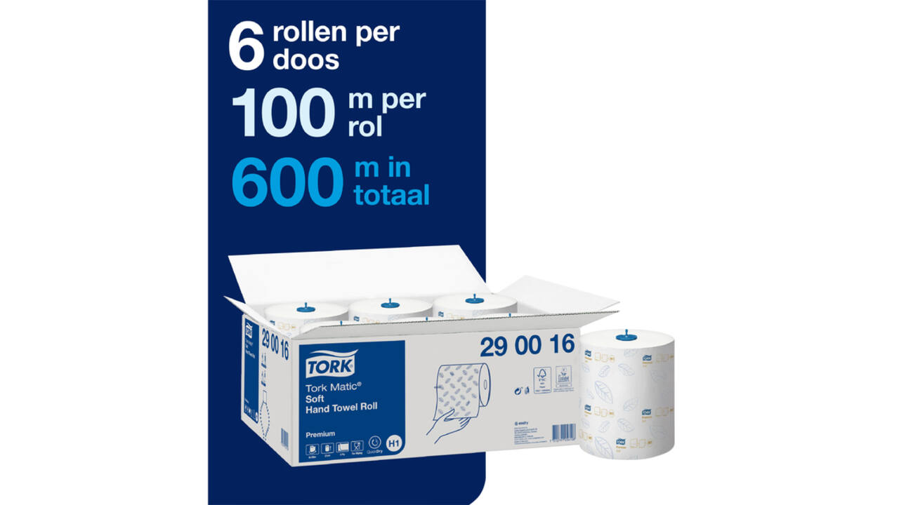 Handdoekrol Tork H1 Matic Premium 2-laags 100m wit 290016