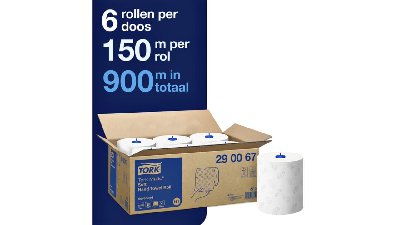 Handdoekrol Tork H1 Matic Advanced 2-laags 150m wit 290067