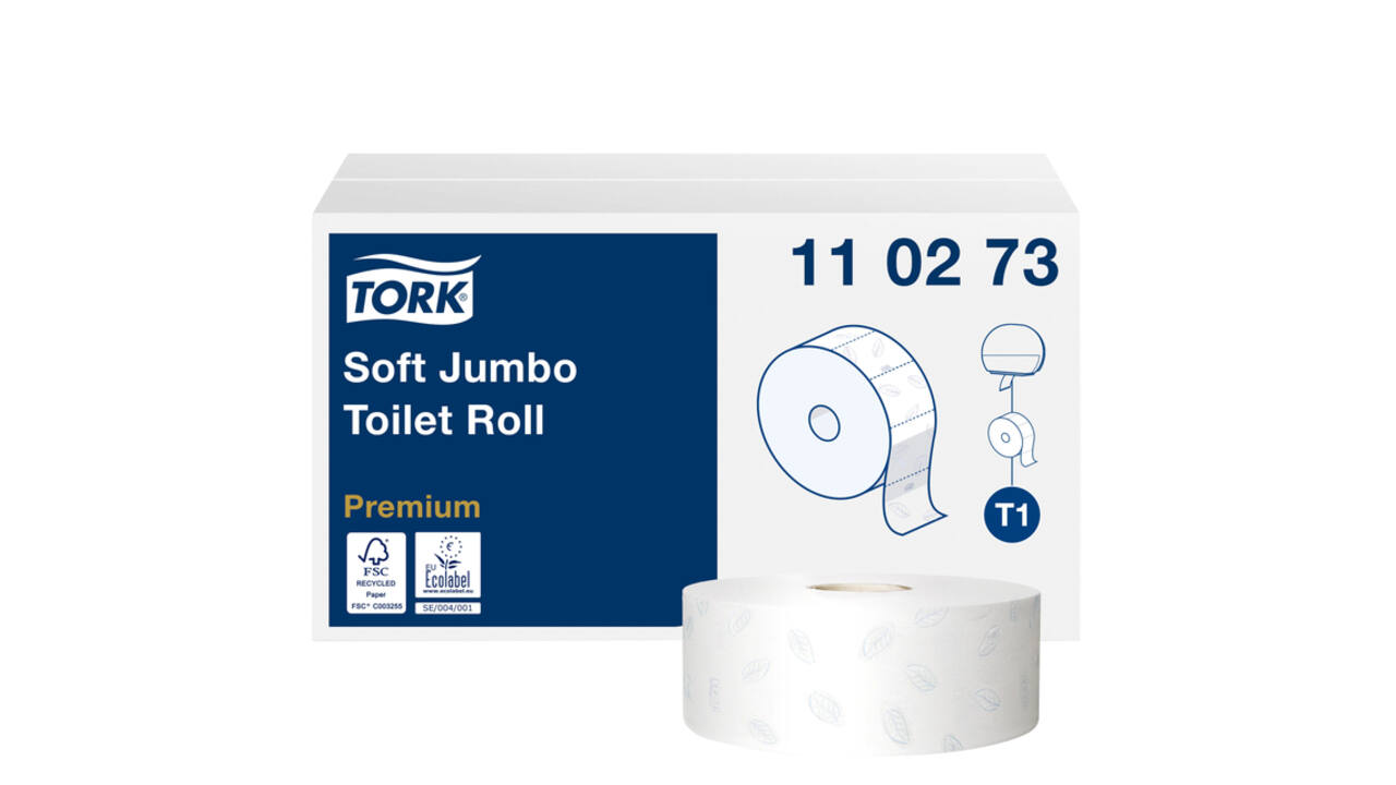 Toiletpapier Tork T1 Premium jumbo 2-laags 360m wit 110273