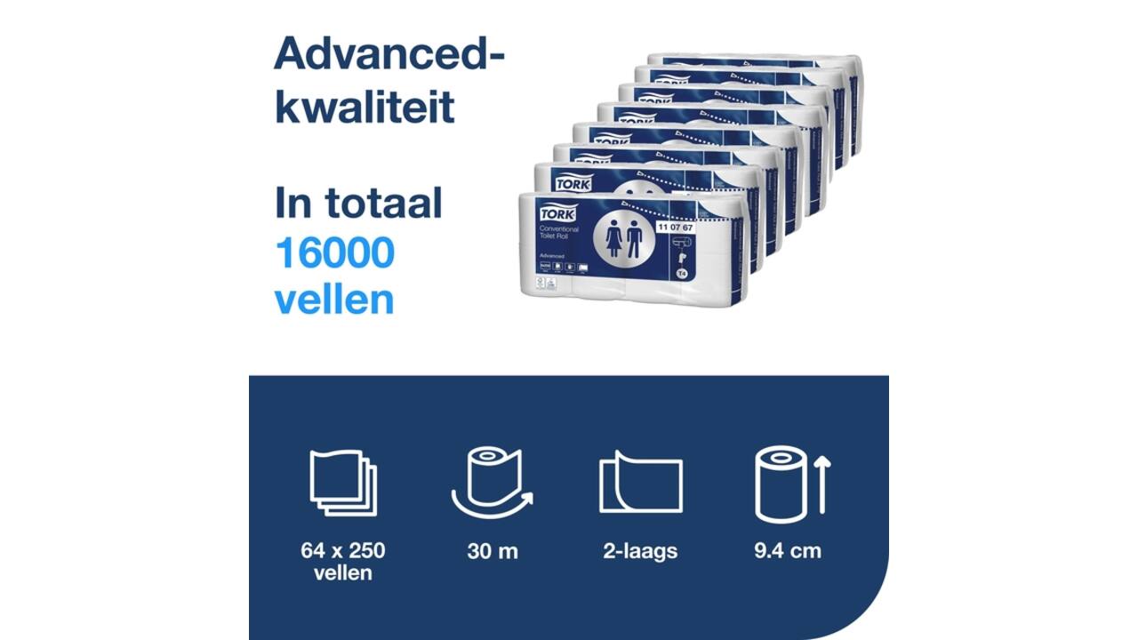 Toiletpapier Tork T4 Advanced 2-laags 250 vel wit 110767