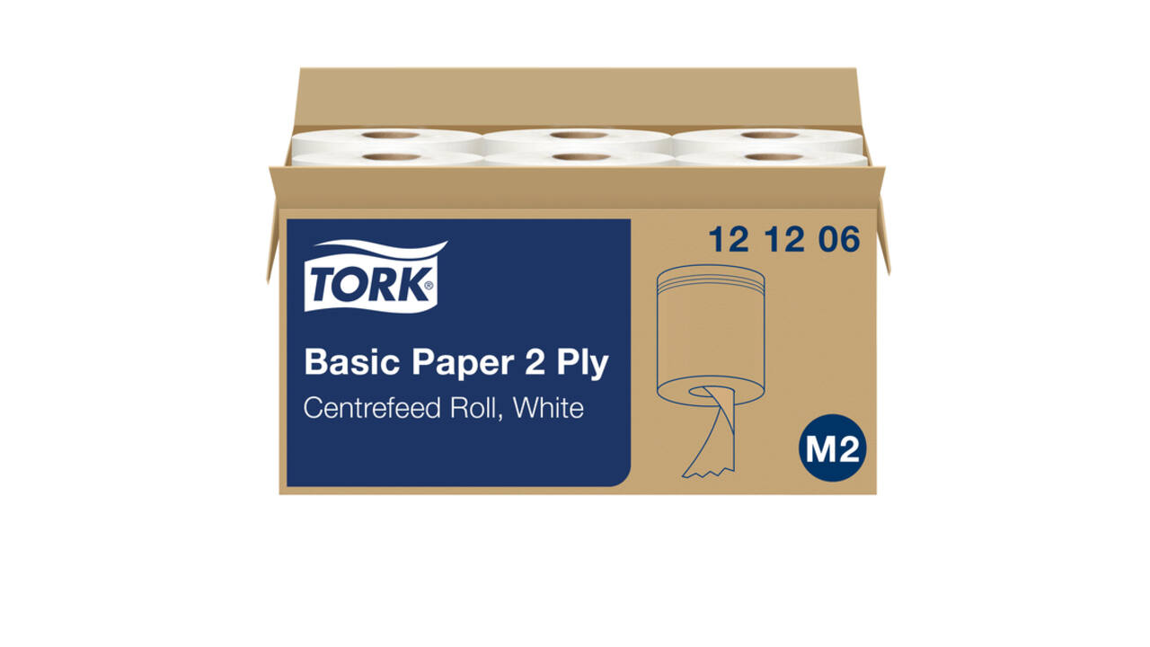 Poetspapier Tork M2 Basic Universal 2-laags 160m wit 121206