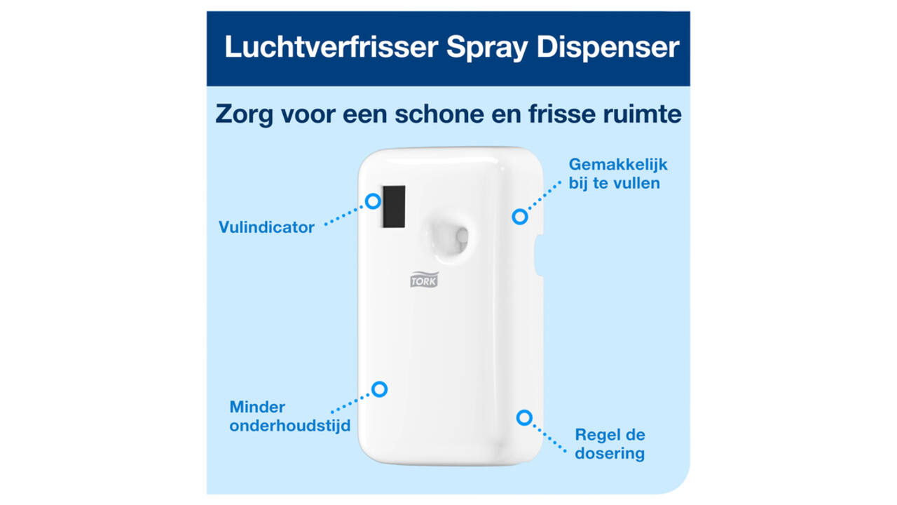 Luchtverfrisserdispenser Tork A1 spray wit 562000