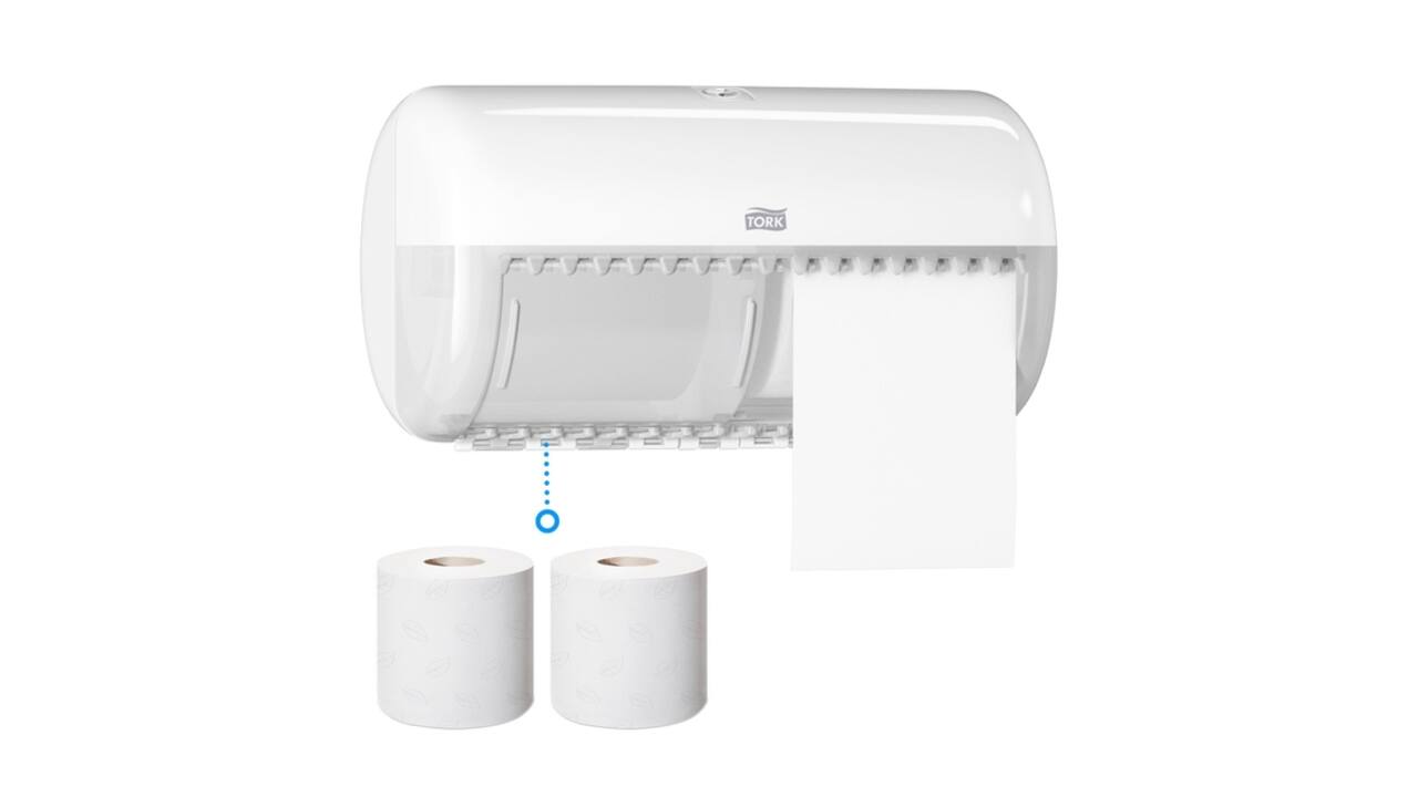 Toiletpapierdispenser Tork T4 Elevation duo wit 557000