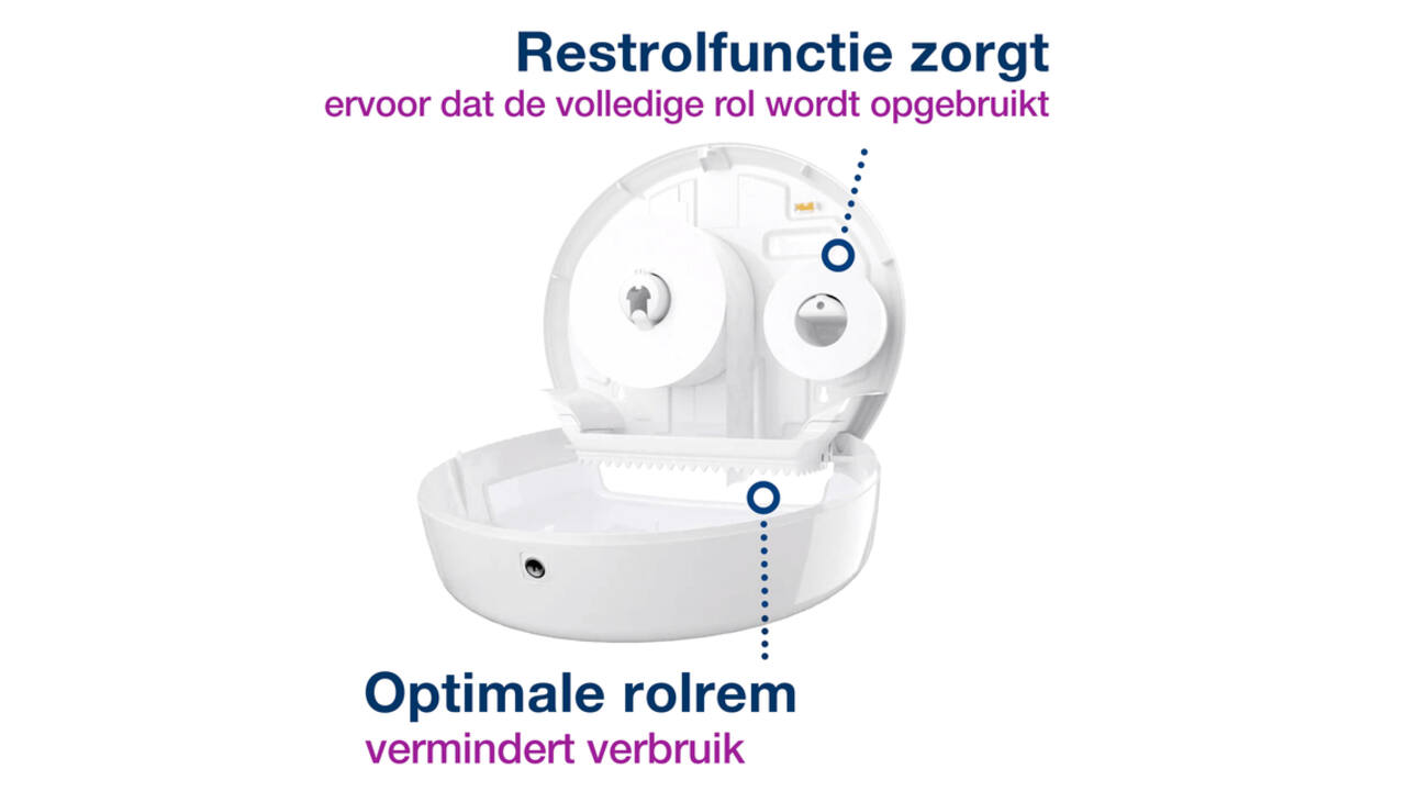 Toiletpapierdispenser Tork T2 Elevation jumbo klein wit 555000
