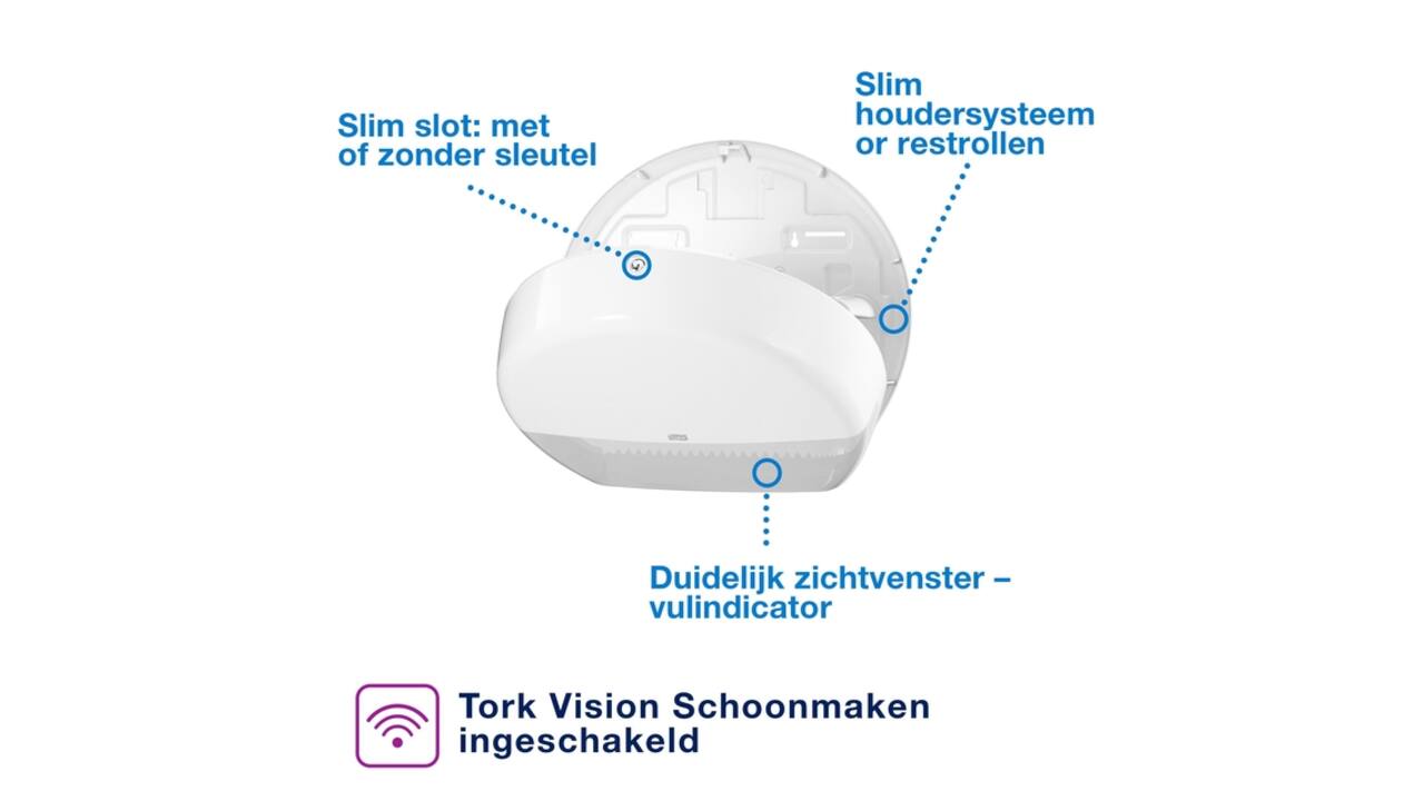 Toiletpapierdispenser Tork T1 Elevation jumbo wit 554000