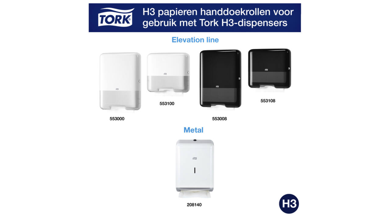 Handdoek Tork H3 Advanced singlefold 2-laags 248x230mm 15x250 vel wit 290163