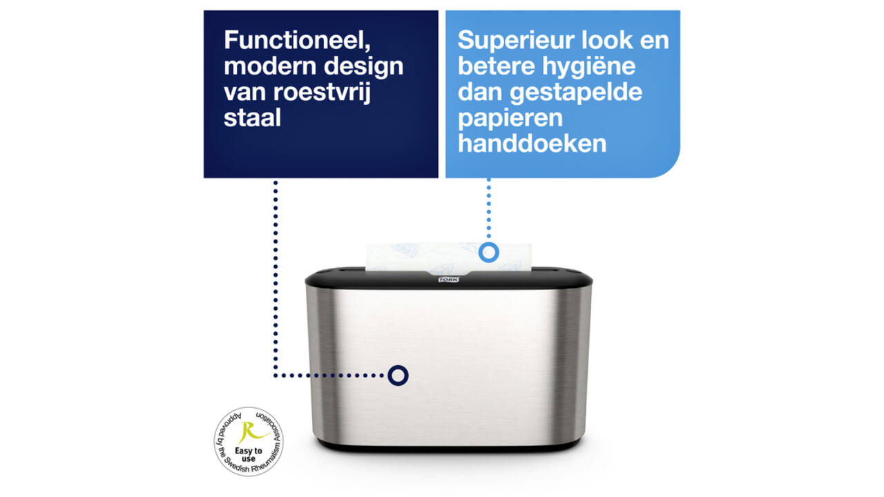 Handdoekdispenser Tork H2 Image Line Xpress countertop zilver 460005