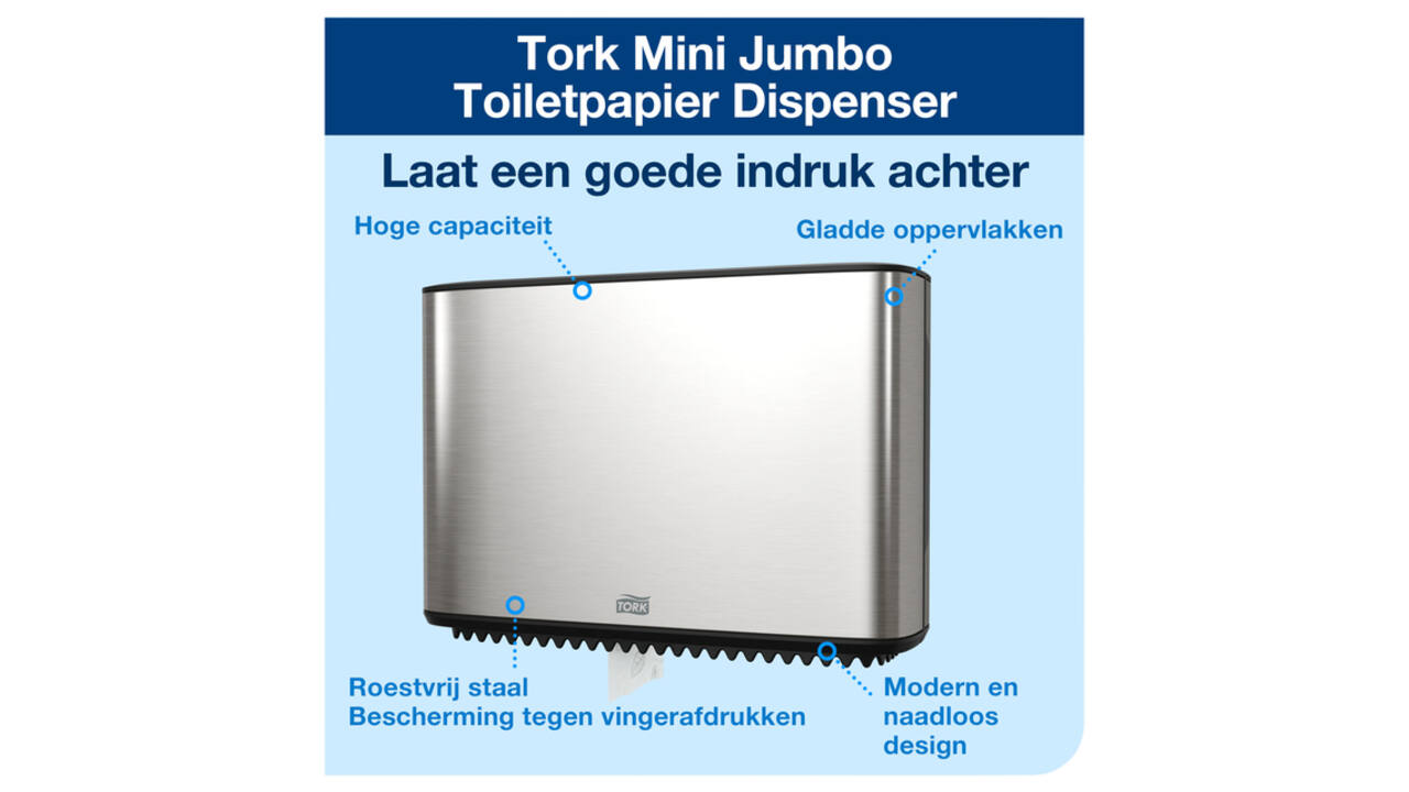 Toiletpapierdispenser Tork T2 Image Line jumbo klein zilver 460006