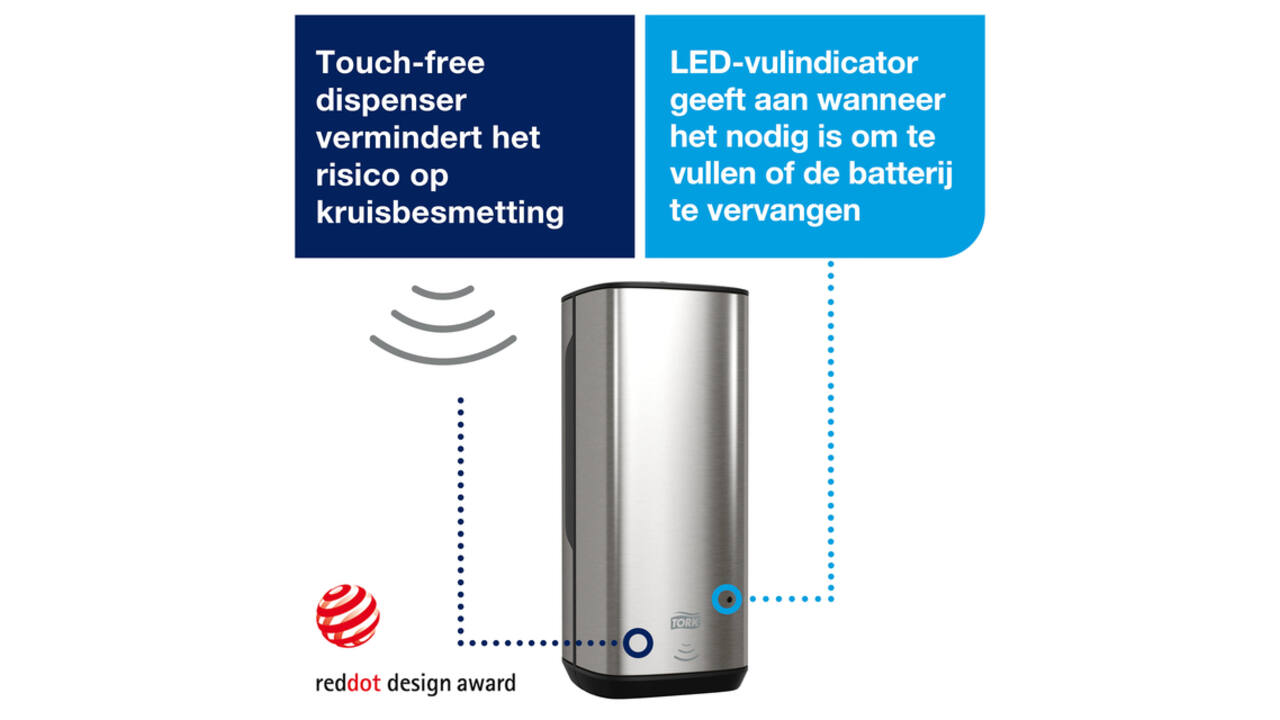 Zeepdispenser Tork S4 Image Line sensor 1000ml zilver 460009