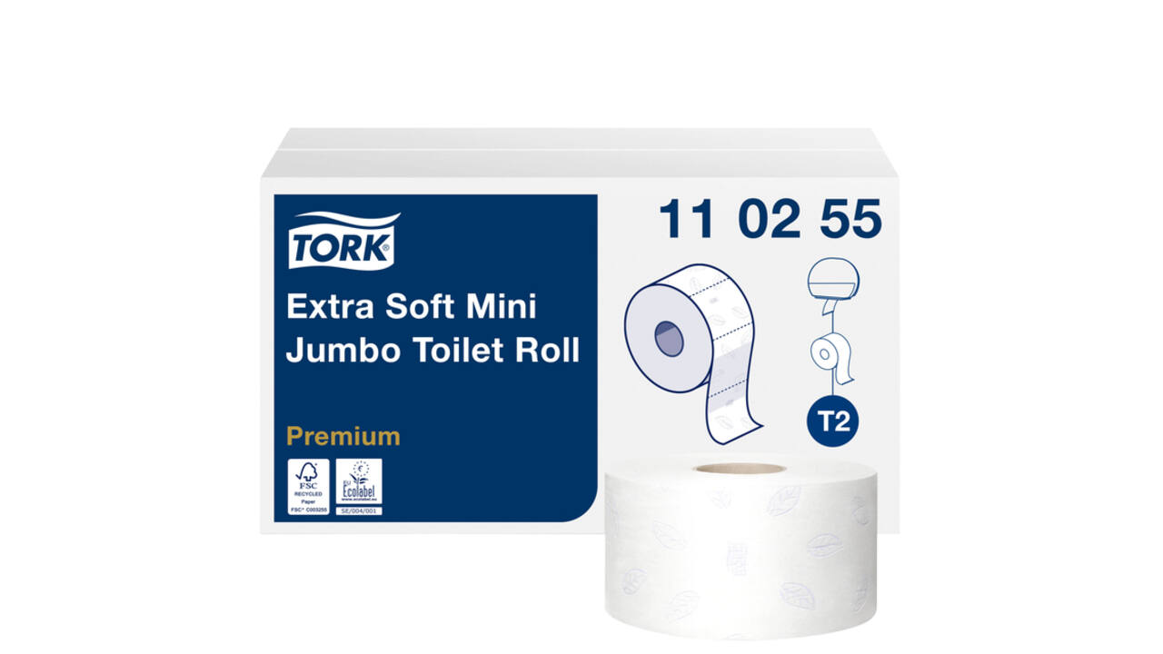 Toiletpapier Tork T2 Premium jumbo klein 3-laags 120m wit 110255