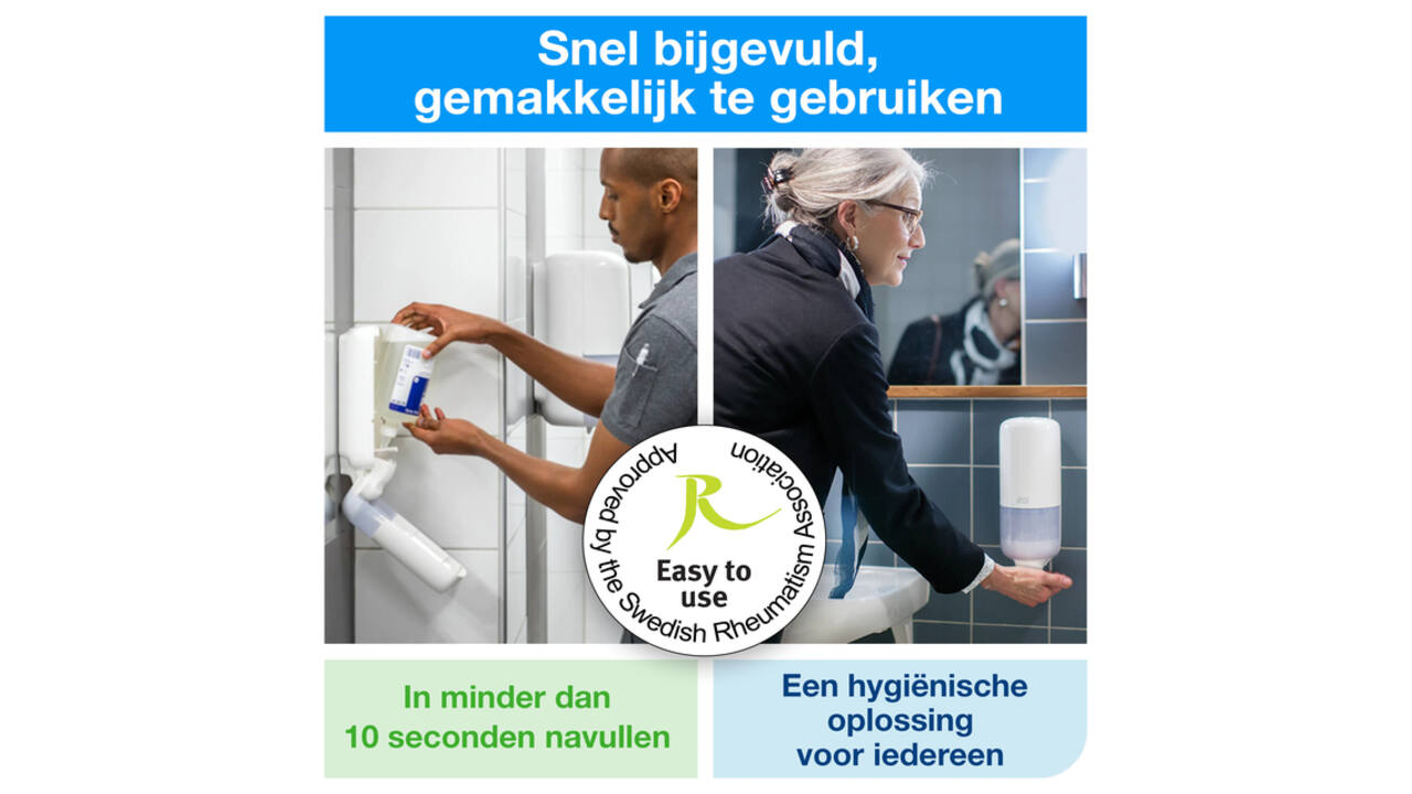 Handdesinfectie Tork S1 Premium alcoholgel ongeparfumeerd 1000 ml 420103