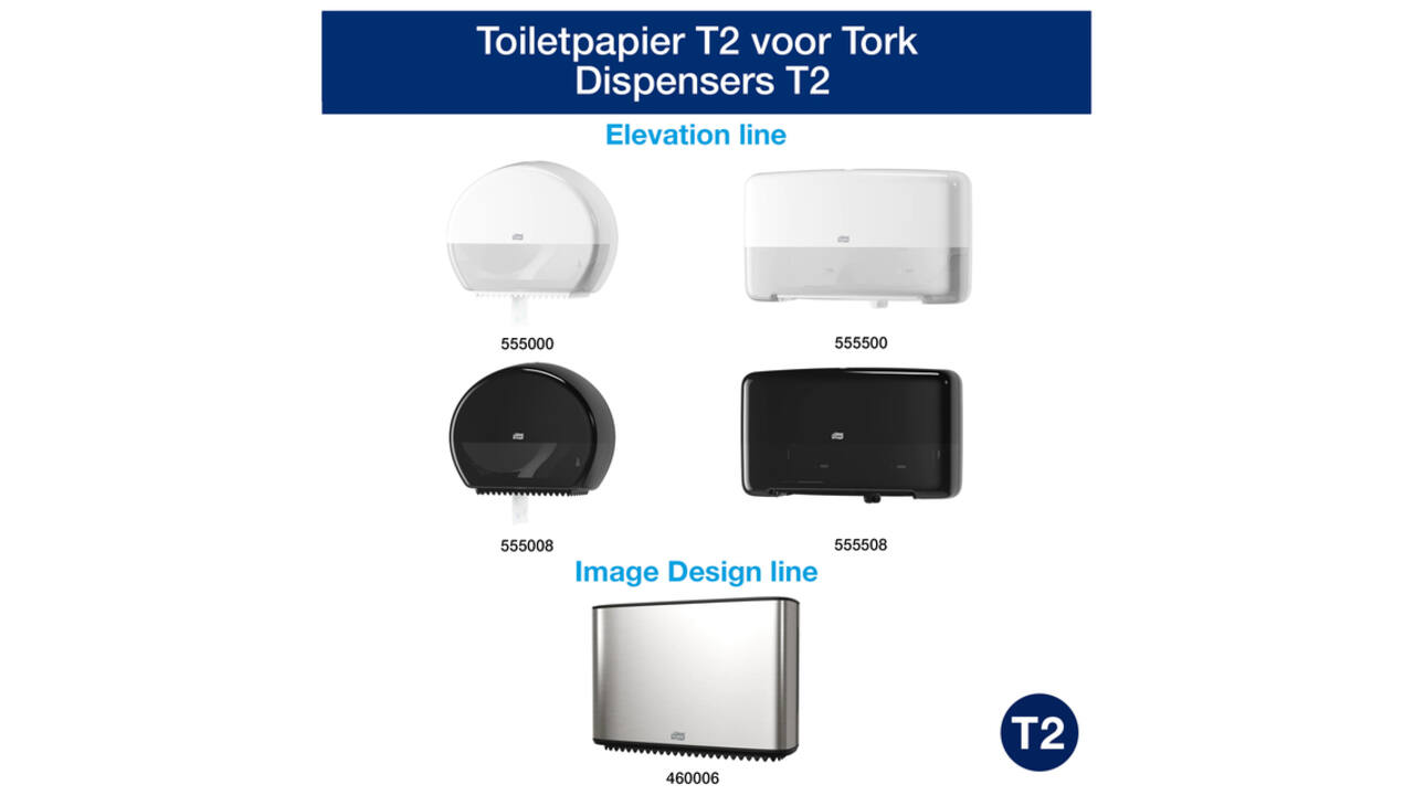 Toiletpapier Tork T2 Advanced jumbo klein 2-laags 170m wit 120280