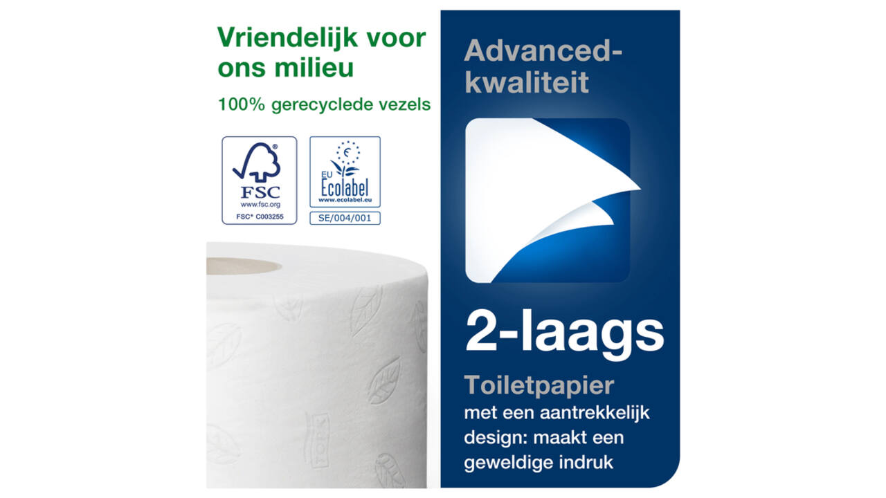 Toiletpapier Tork T2 Advanced jumbo klein 2-laags 170m wit 120280