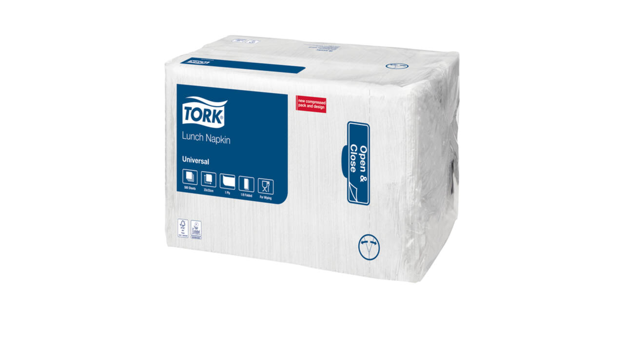 Lunchservet Tork Universal 1/8 vouw 1-laags 325x325mm 500 vel wit 509308