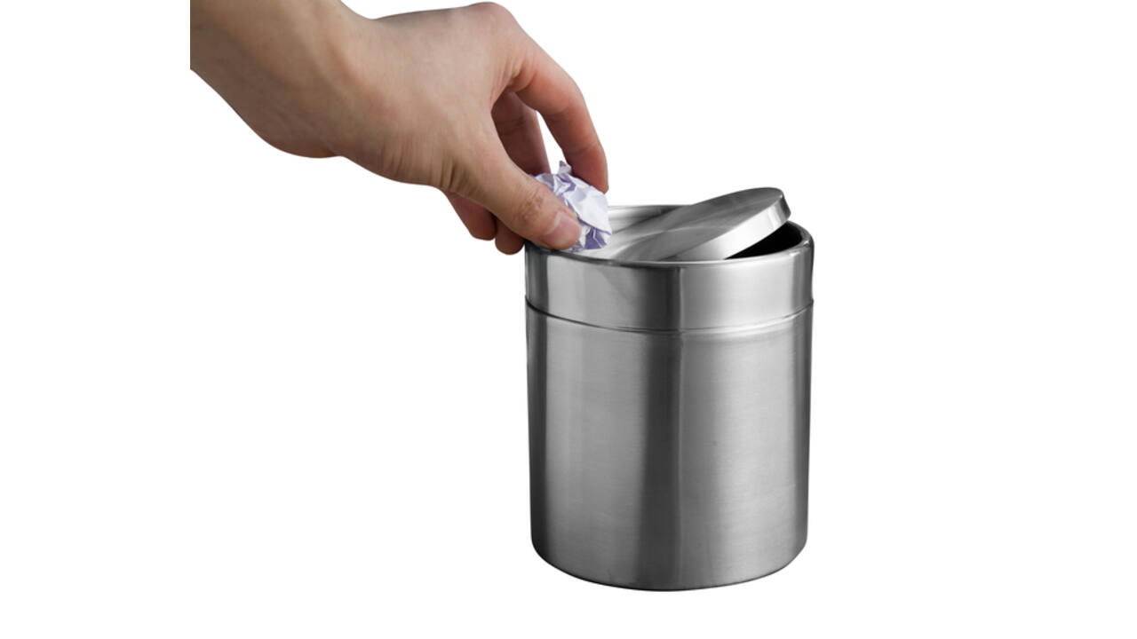 Afvalbak EKO Fandy tafelmodel met swingdeksel 1,5 liter rvs