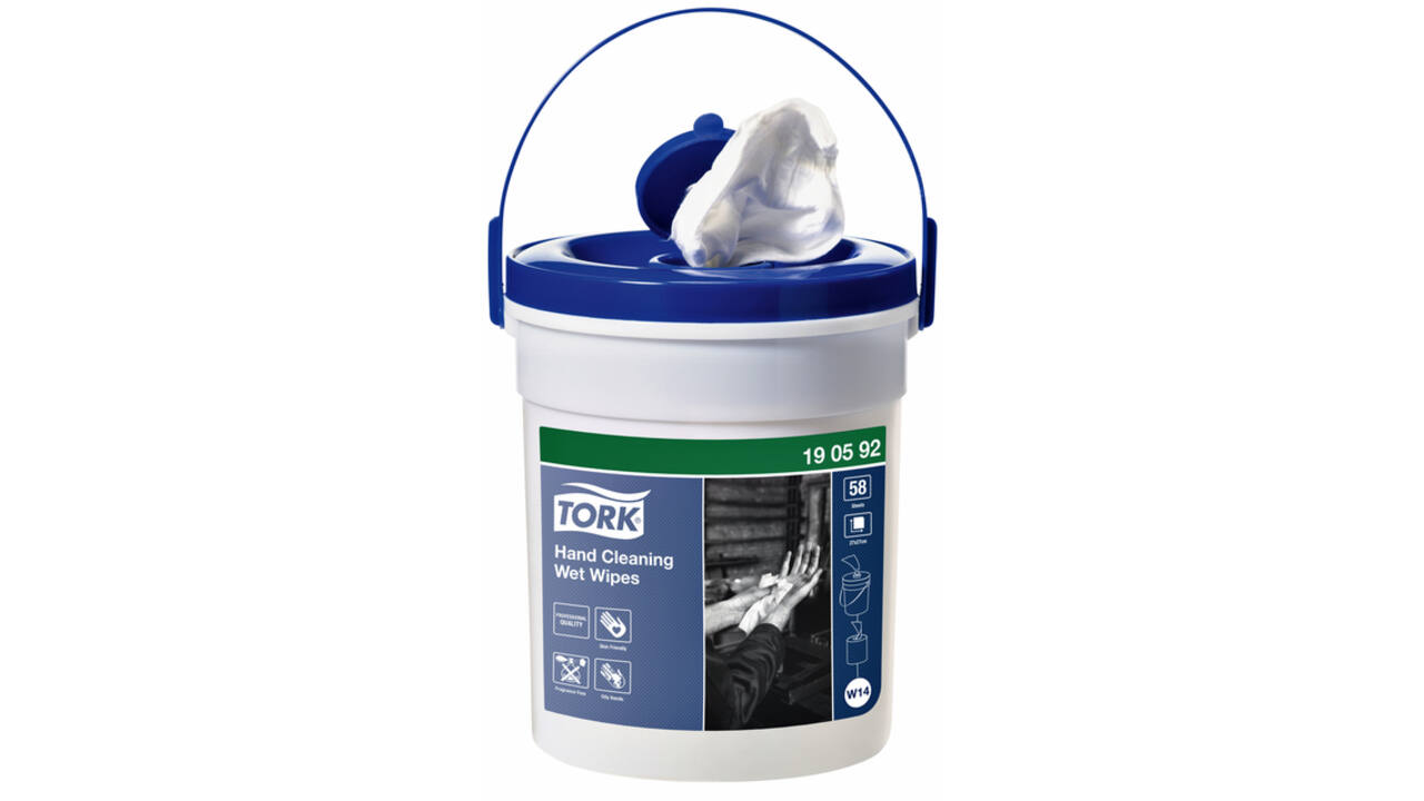 Handreinigingsdoek Tork W14 Premium emmer 1-laags 58 vel wit 190592