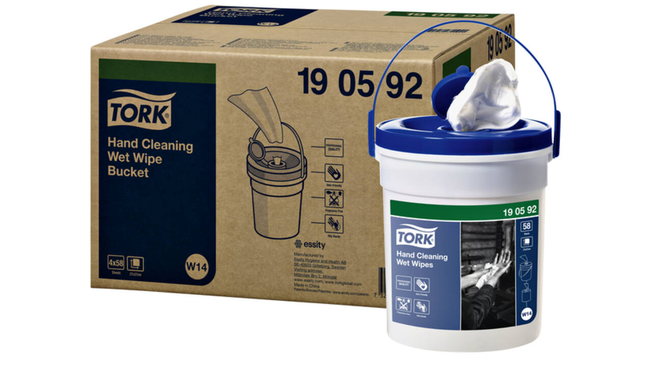 Handreinigingsdoek Tork W14 Premium emmer 1-laags 58 vel wit 190592