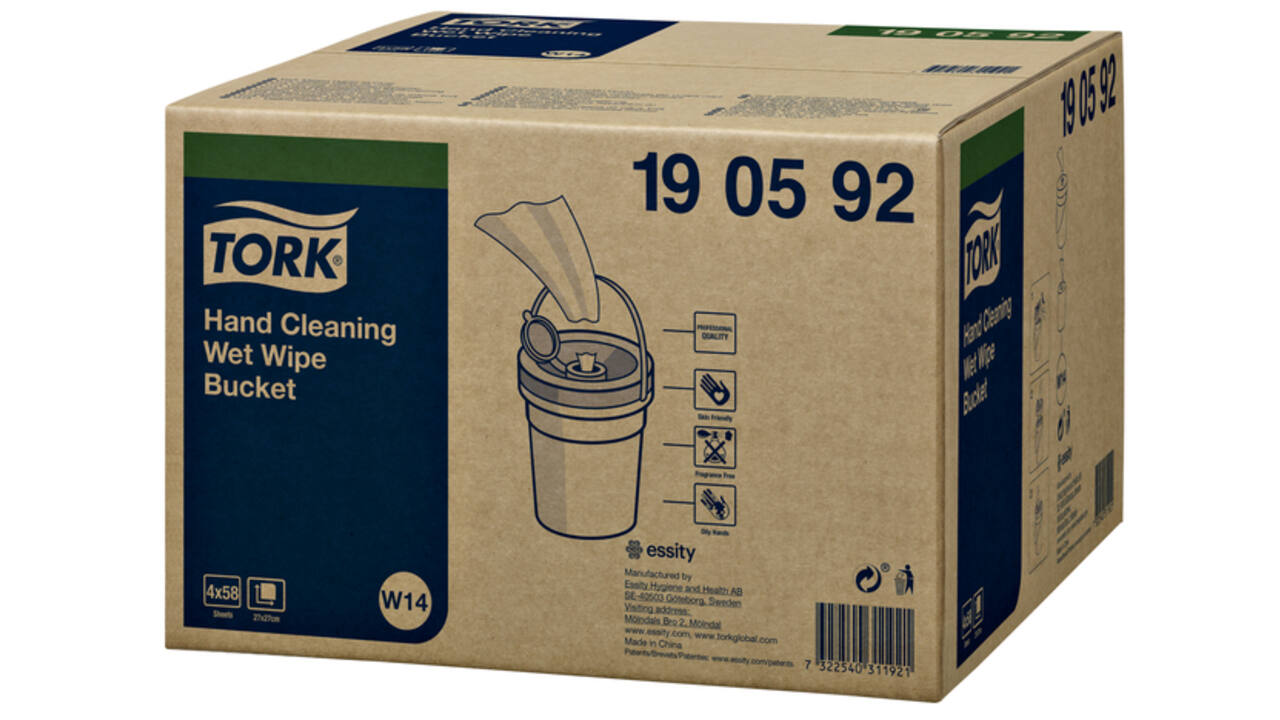 Handreinigingsdoek Tork W14 Premium emmer 1-laags 58 vel wit 190592